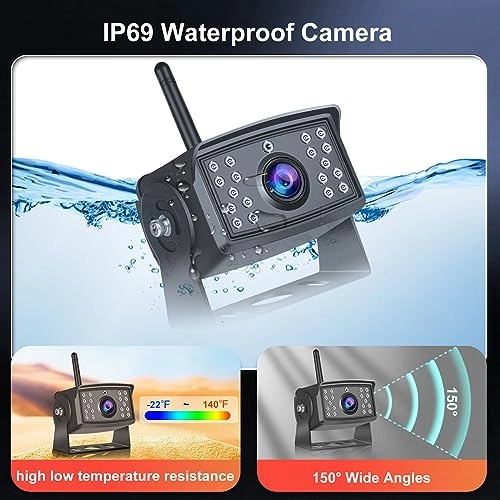 7 Inch TFT LCD Monitor - Wireless + Rear View Camera - Night vision 720P