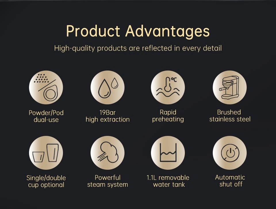 (Renewed) H11 - Semi Automatic 19-Bar Dual Brew ESE Pods
