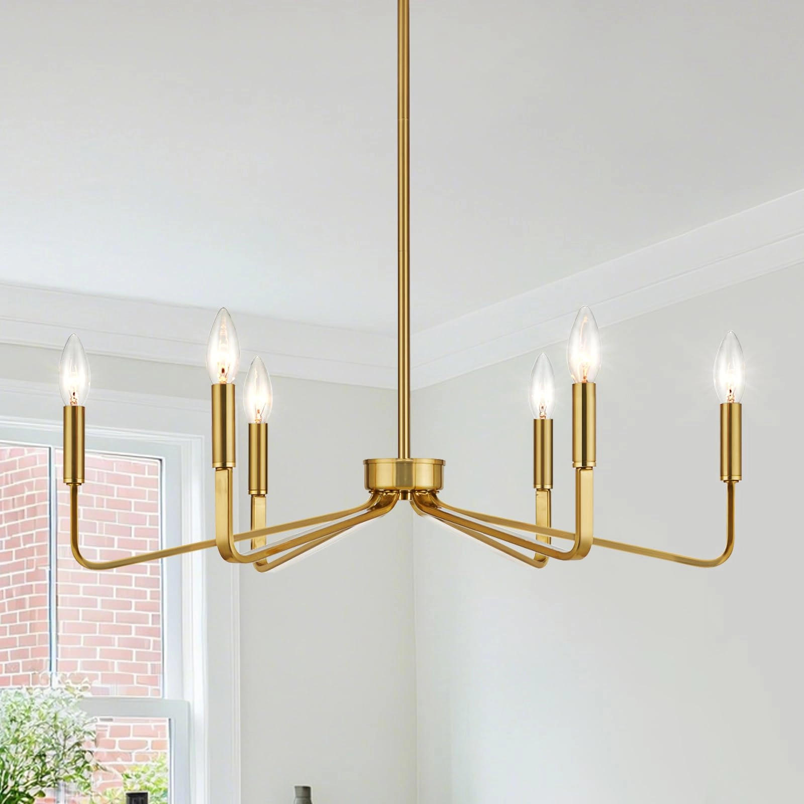 ACANER 6-Light Candle Chandelier - H7.9"- 42.7"