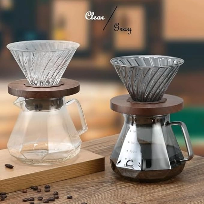 Pour Over Coffee Maker - 20 Oz Borosilicate Glass 100 Pcs V60 Paper Filter