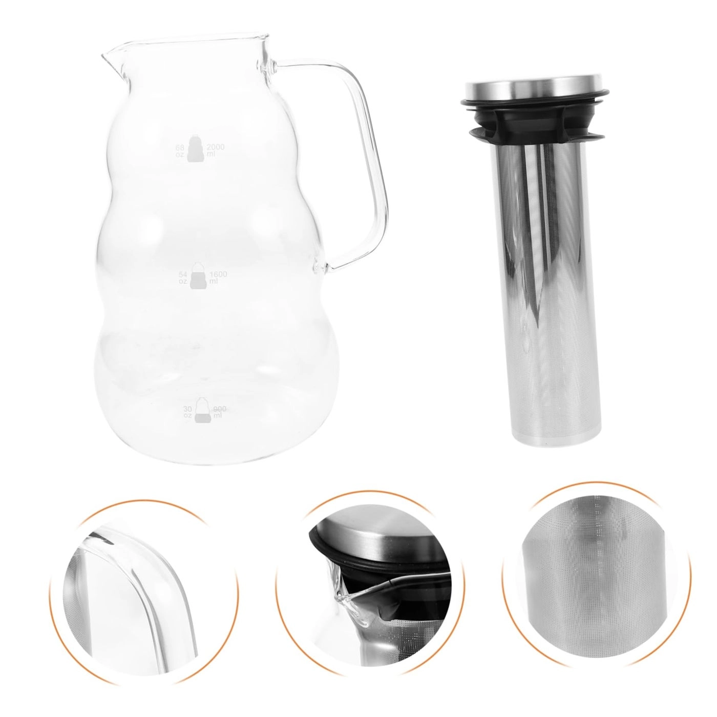Glass Pitcher - Large Capacity Portable Strainer