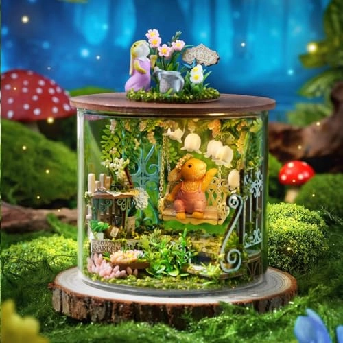 Miniature Wooden Dollhouse Furniture Kit - 3D LED Purple