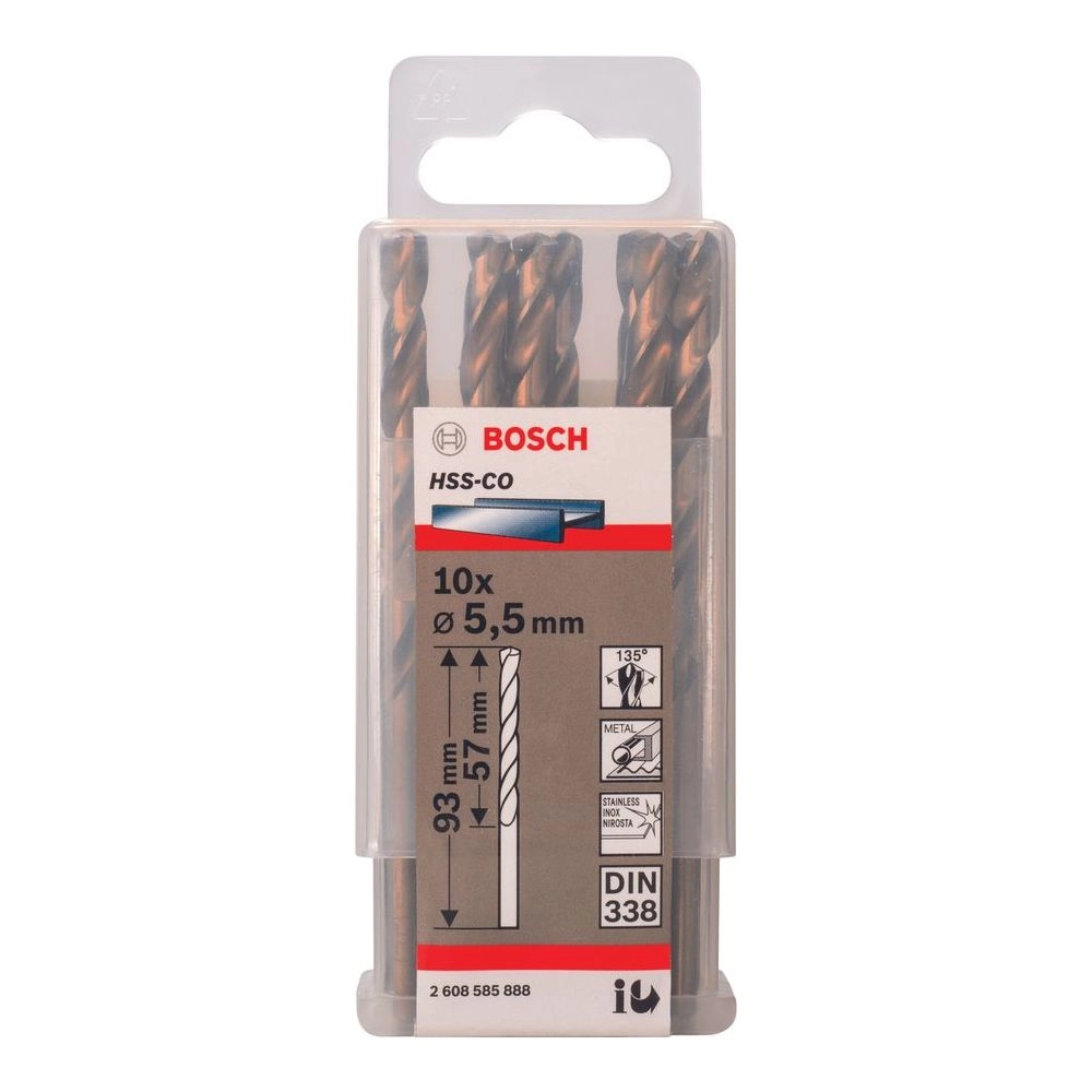 Bosch Drill Bits - HSS-Co 10 Piece Pack 5.5 mm