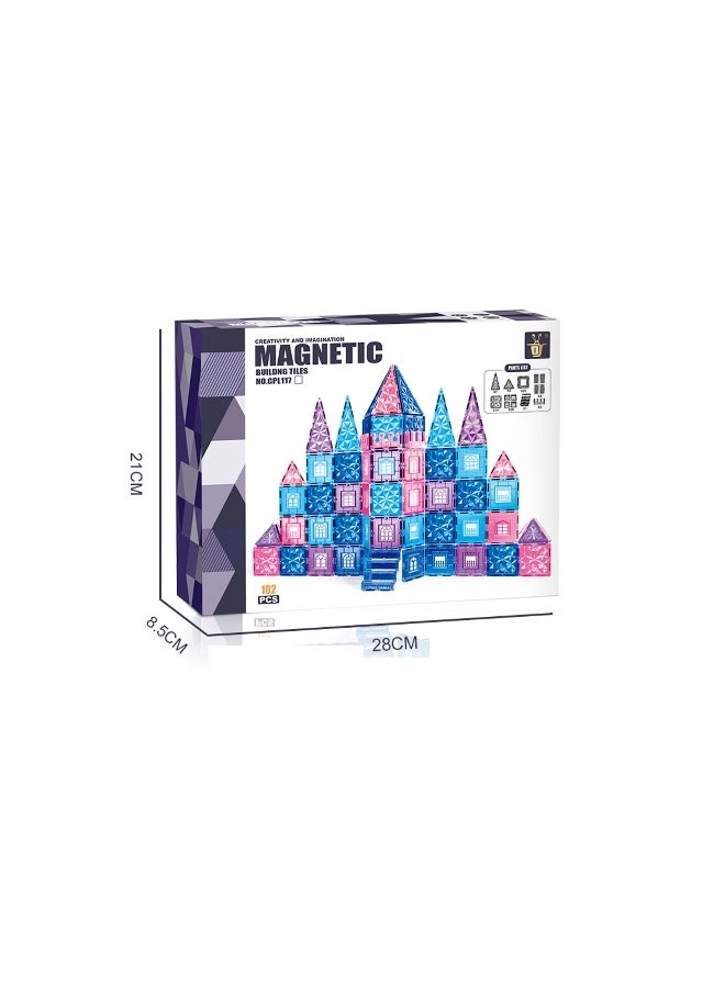 Magnetic Building Tiles Set - Castle-Themed 102-Piece