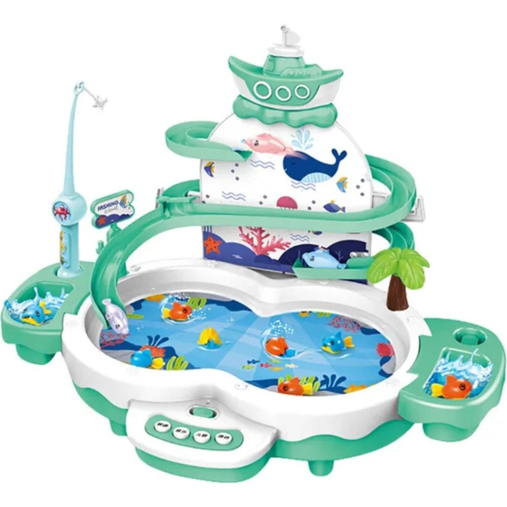 Little Angel Whale Slide & Fishing Game Playset - Green Waterproof Suitable for 3 years & above