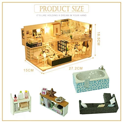 DIY Miniature Dollhouse Kit - 3D Wooden LED Light