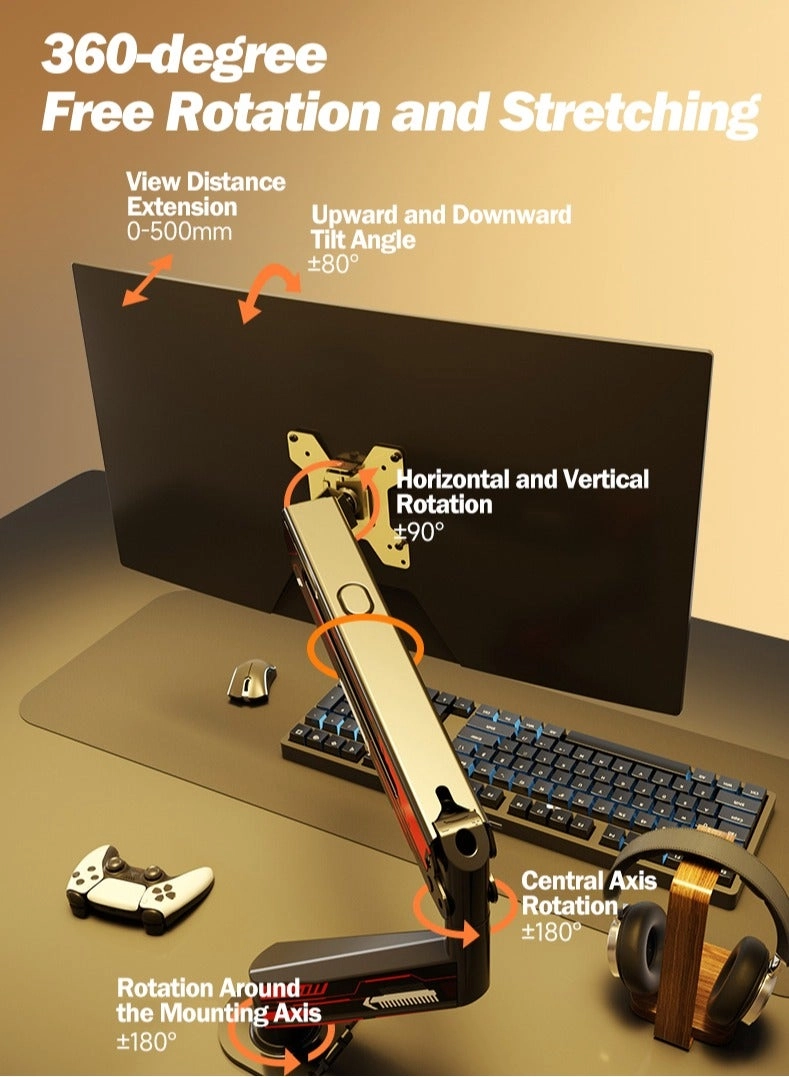 Gas Spring Monitor Arm - 32 in VESA 75x75/100x100mm