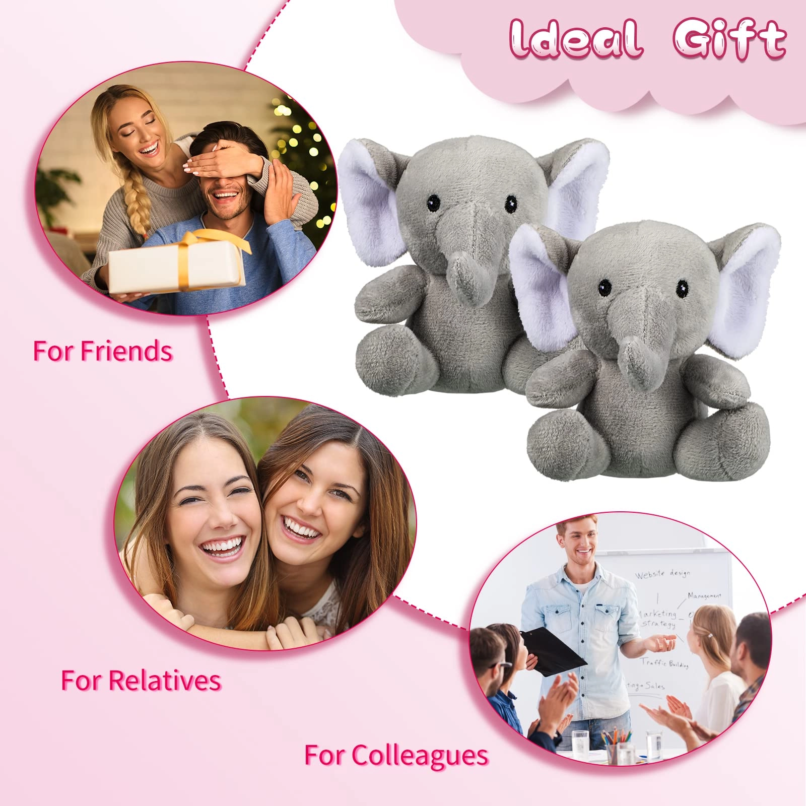 Elephant - 4 Inch Grey 4 Count