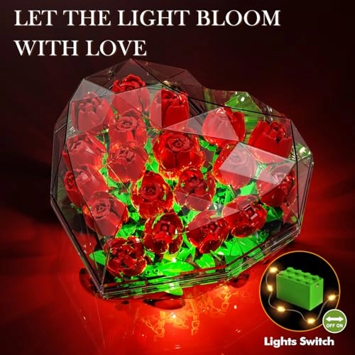 Forever Heart Shape Box Roses - with Light Red Kits