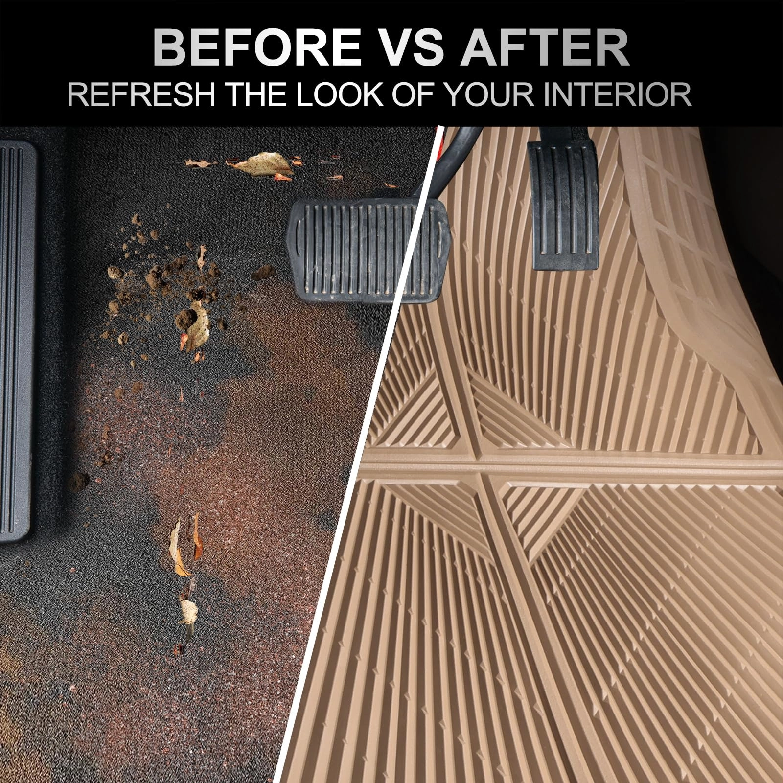 Rubber Floor Mats - All Weather Trim-to-Fit 3-Piece