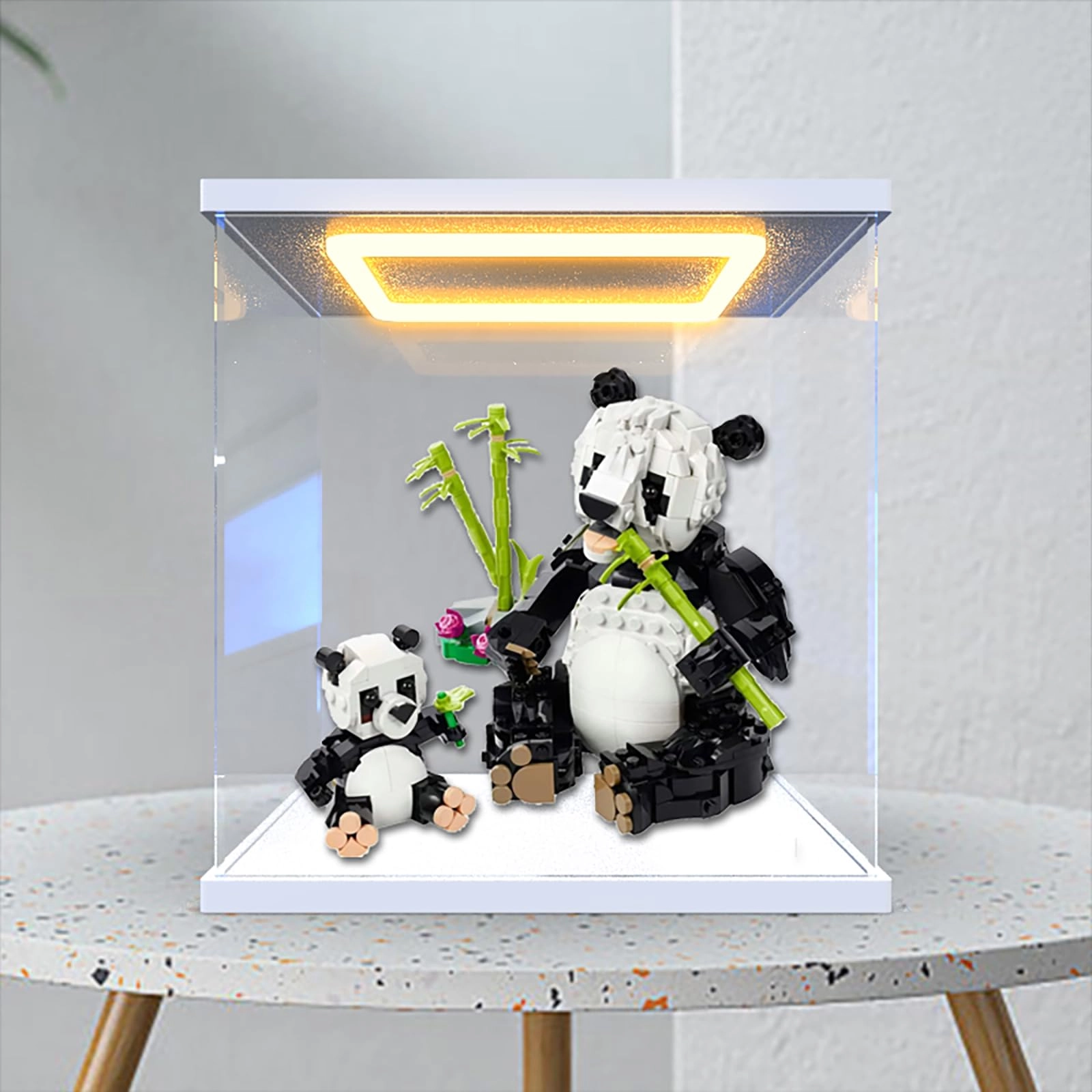 bodamaike Display Case for Lego 31165 - Dustproof Clear Walnut Base