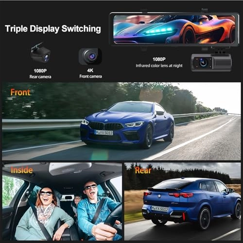 3 Channel Mirror Dash Cam - 4K