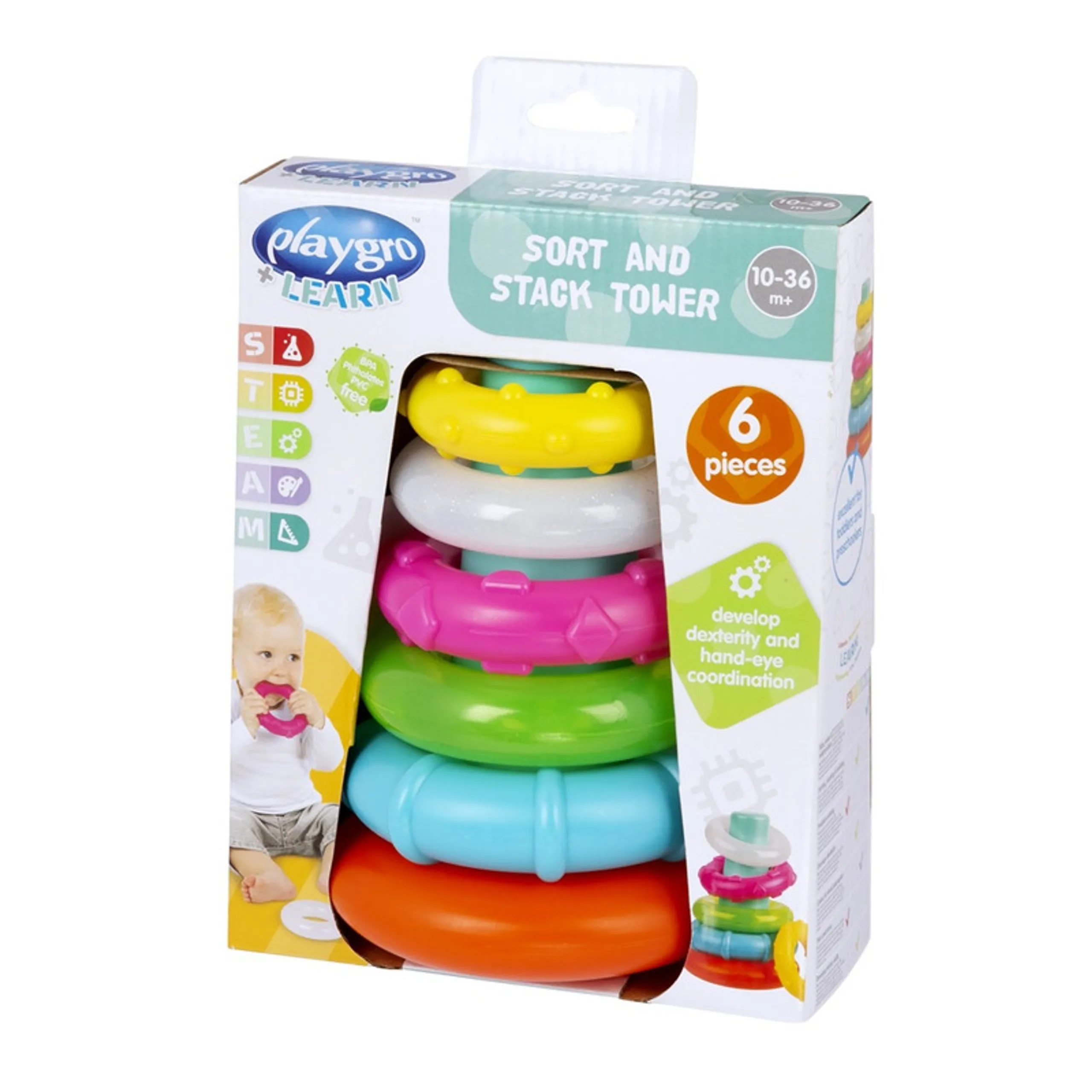 Sort N Stack Tower - 10 to 36 months 6 pieces