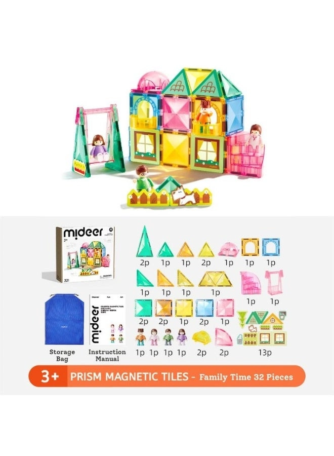 Colorful Magnetic Tiles - 32 pcs Family Time