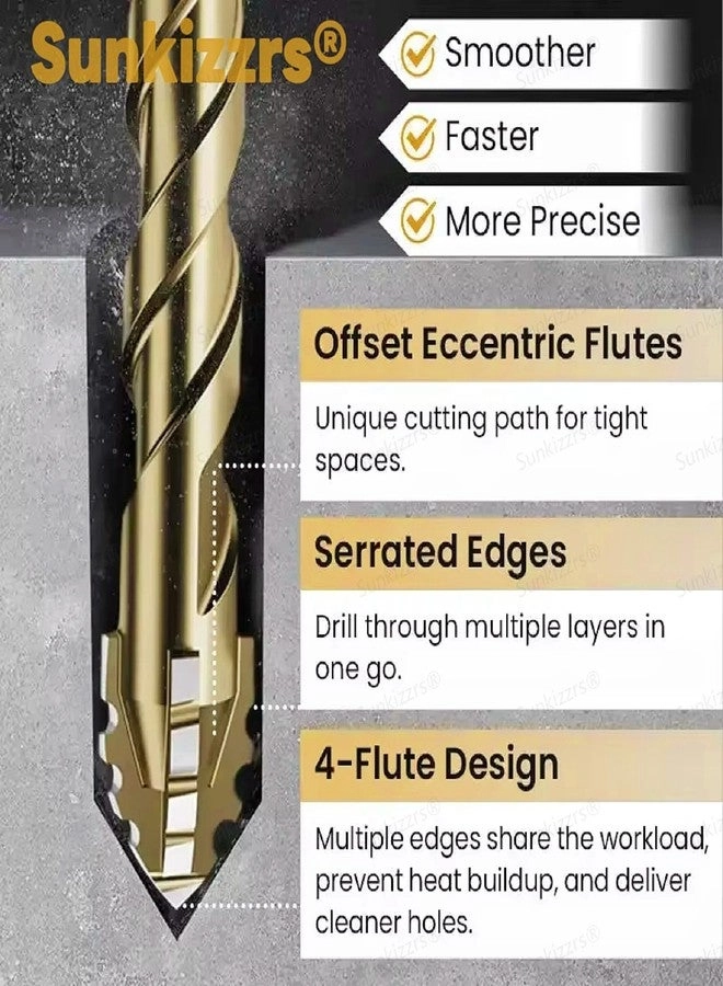 Hex Cross Sawtooth Tile Drill Bits - Alloy Steel 5 Pcs 12mm