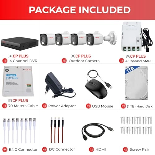 4 Channel 2 MP Universal HD DVR + Hard Drive - 2 TB + Dome Camera - 2.0 MP + Bullet Camera - 2.0 MP