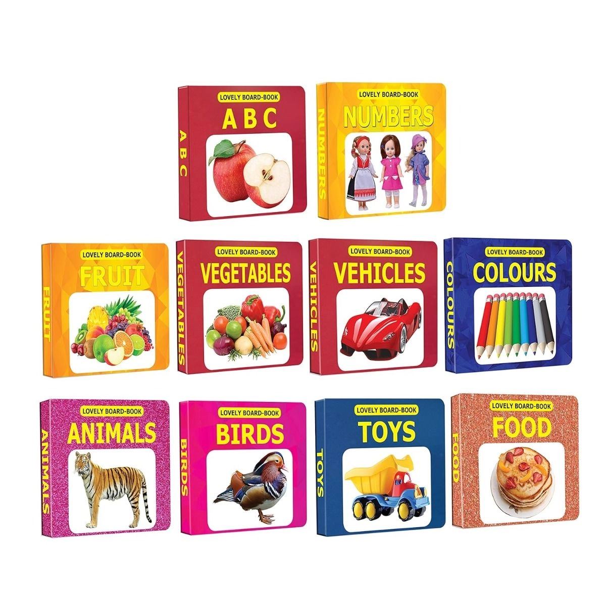 Lovely - Numbers, Fruit, Vegetables, Vehicles, Colors, Animals, Birds, Toys & Foods Board Book - 1 years+