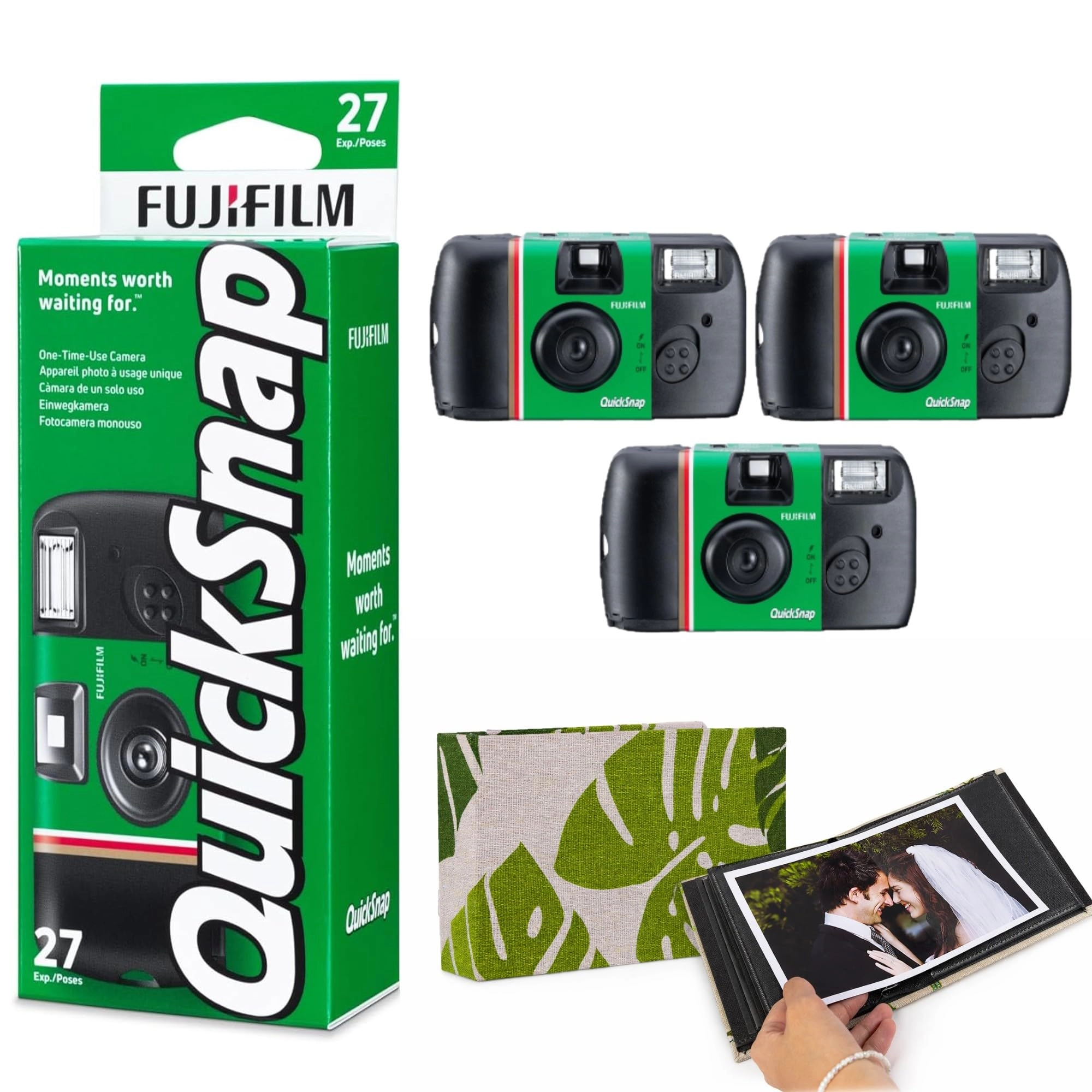 Fujifilm Quicksnap Disposable Camera - ISO 400 27 Exp With Flash Bundle