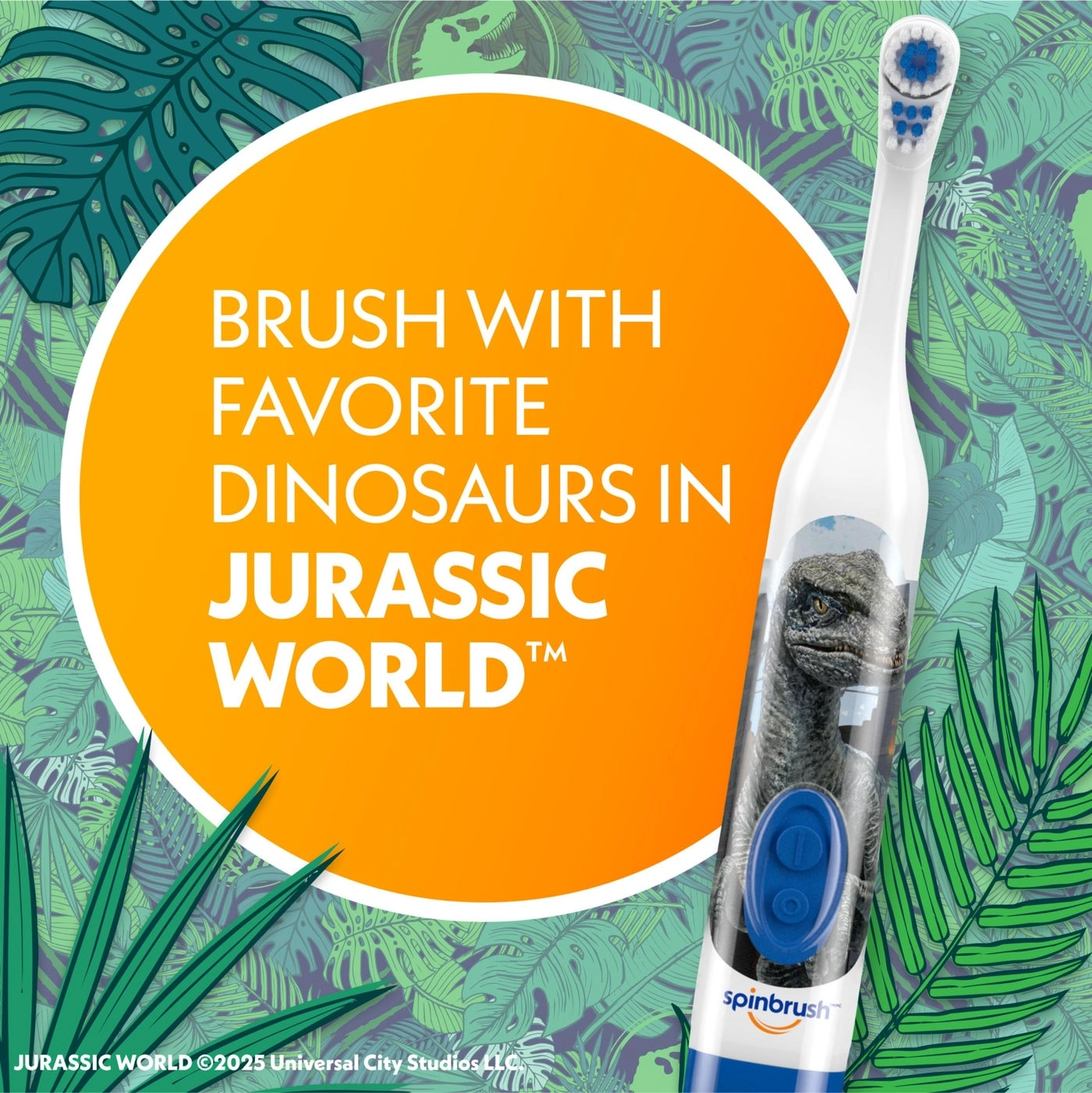 Battery Powered Electric Toothbrush - Jurassic World 1 AA Battery Soft Head Bristles