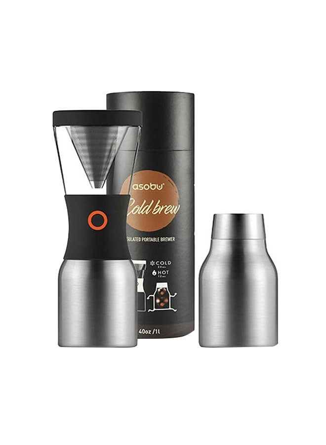 Asobu Coldbrew Insulated Portable Brewer - ASB-KB900-SILVER Gift Pack