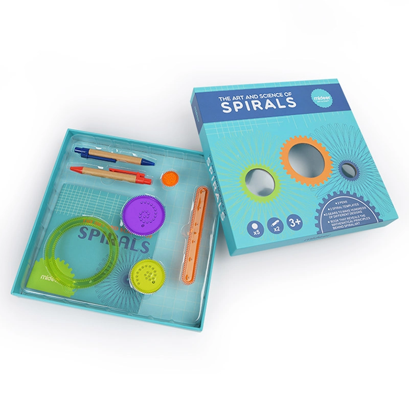 Drawing Spirograph - 2 colour pens 2 spiral templates 3 gears