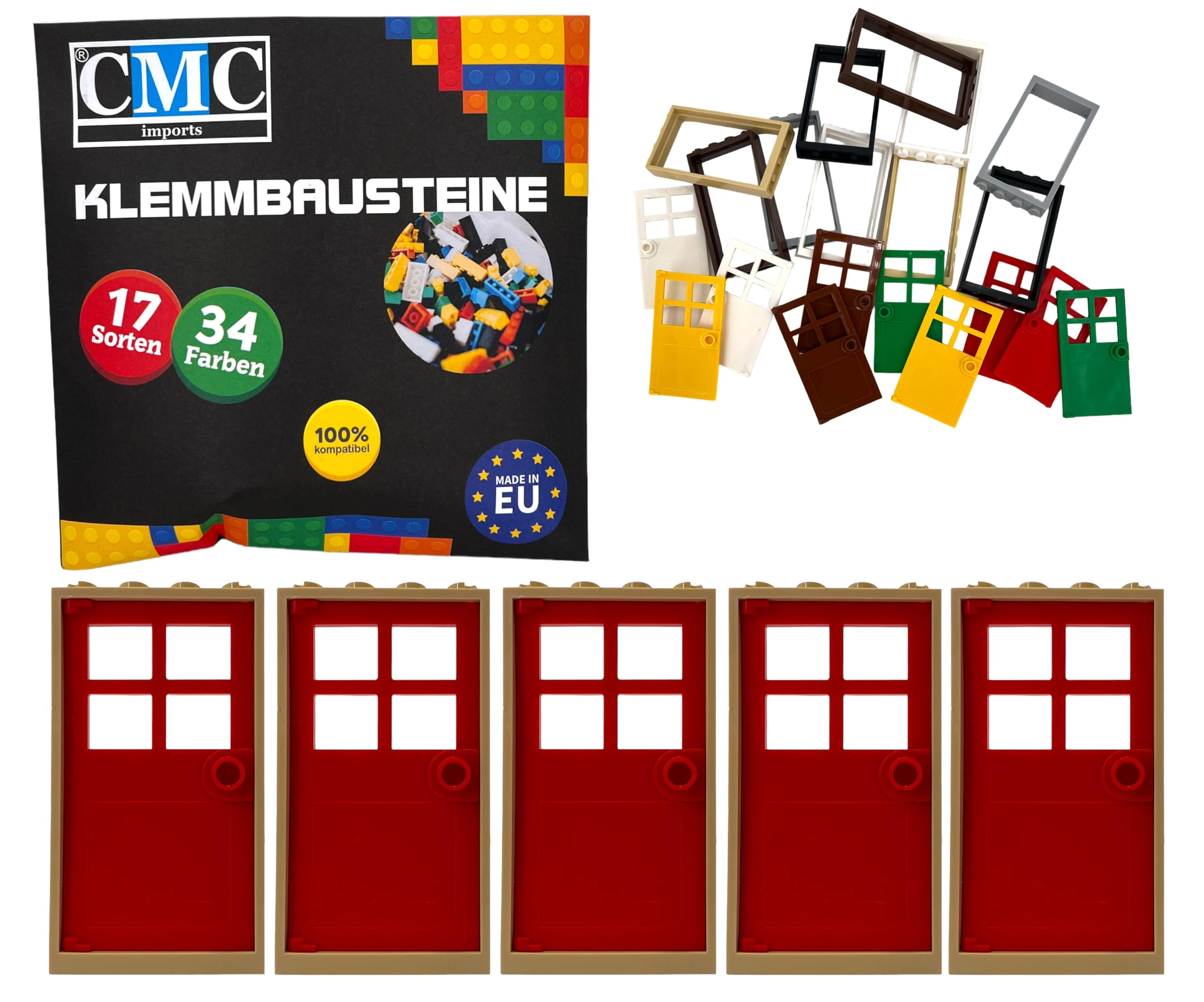 Door Frame - Beige 5 pcs + Door Leaf - Green