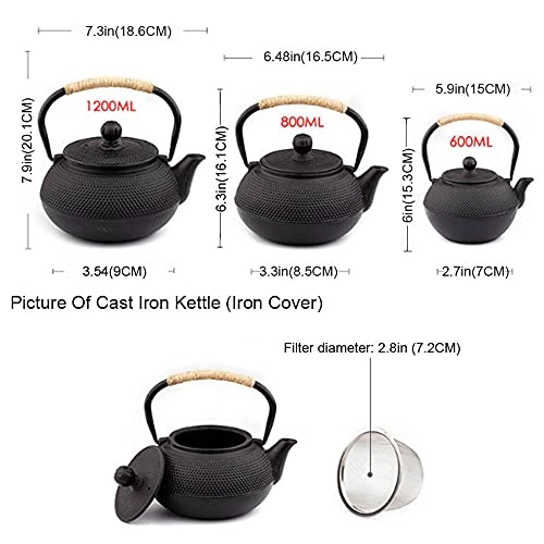 Trottubin Cast Iron Kettle Teapot - Iron Ceramic Stainless Steel Copper Cast Iron 1200 ml