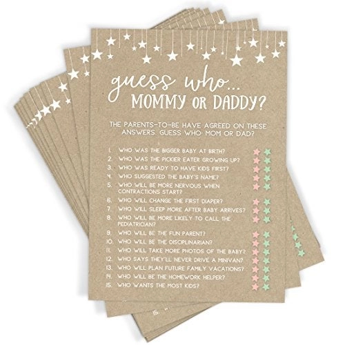 Printed Party Guess Who Mommy or Daddy Game - 50 Cards