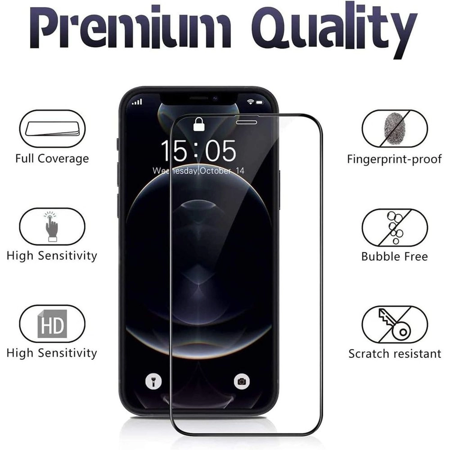 Clear Tempered Glass Screen Protector for iPhone 15