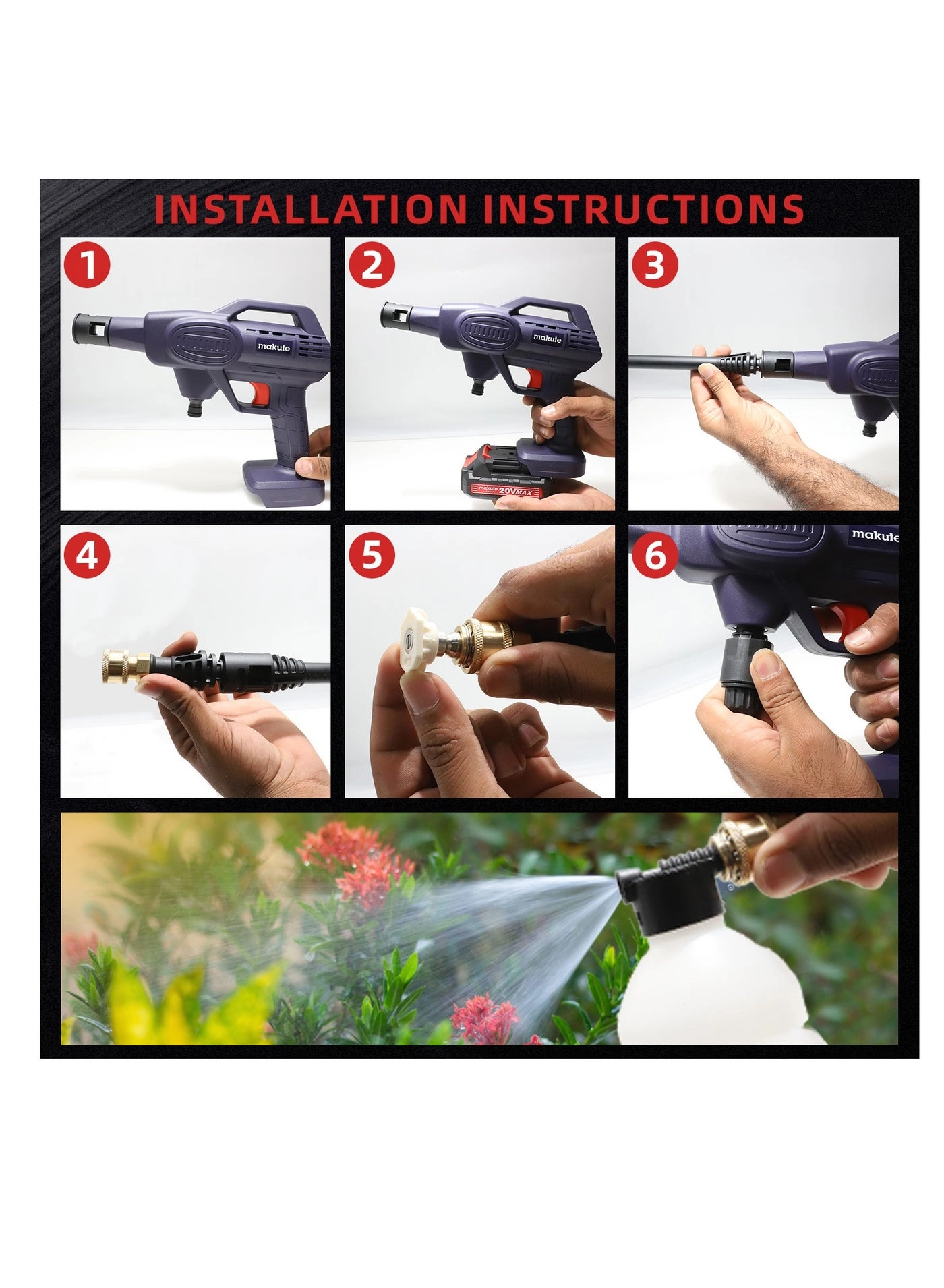 Cordless Pressure Washer - 20V 430 PSI 2pcs Battery