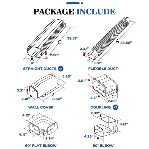 Mini Split Line Set Cover - fits for most central AC, ductless mini split air conditioners, and heat pumps of 7000 BTU, 9000 BTU, 12000 BTU, 18000 BTU, and 24000 BTU