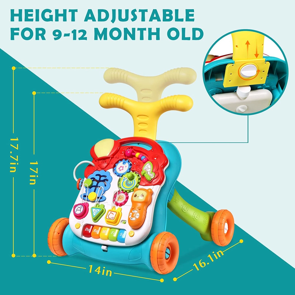 3-In-1 Baby Walker Rotating Chair & Table Playset - Pink Suitable for 6 months and above