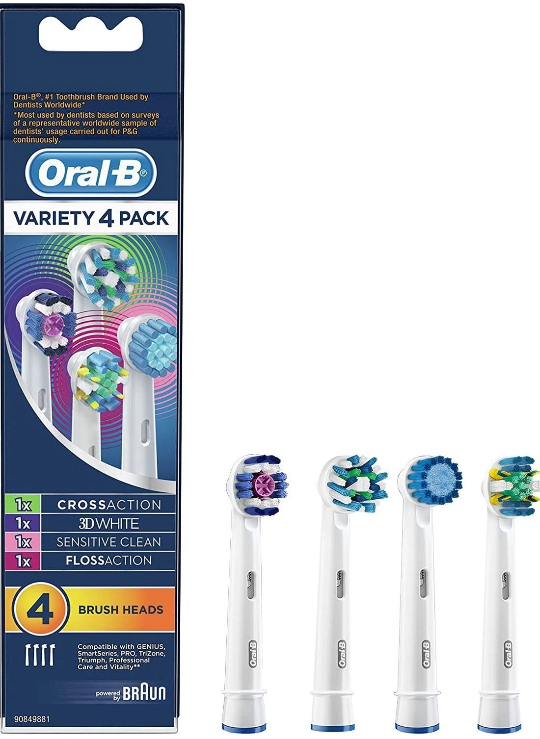 Oral-B CrossAction - EB50 + 3DWhite - EB18p + Sensitive Clean - EB17S + FlossAction - EB25