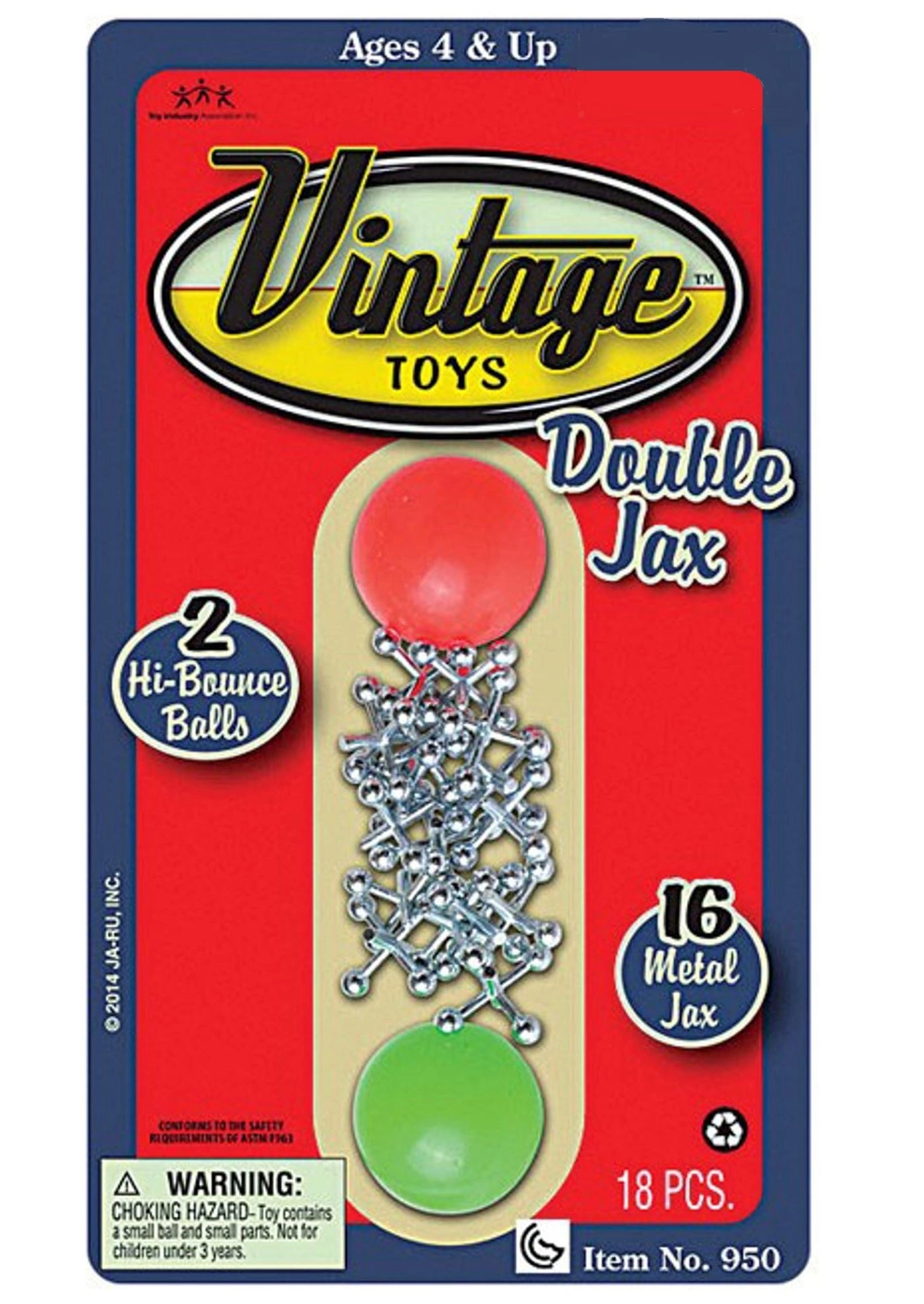 Ja-Ru Vintage Metal Jacks - 4-8-12 Years Old 16 jacks and two small bouncy balls