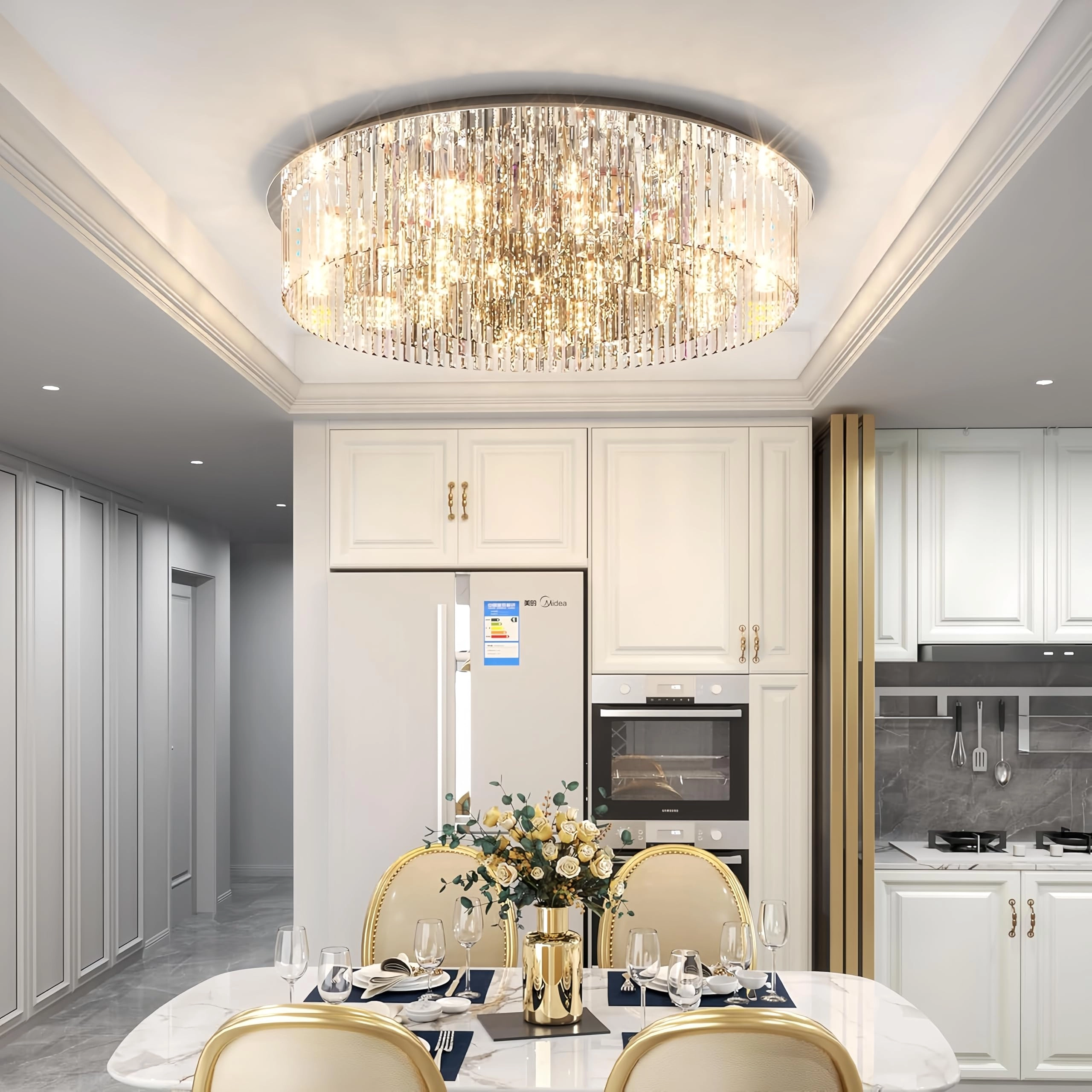 Wisfor Luxury LED Crystal Chandelier - Three-Color Lighting warm light cool white light neutral light