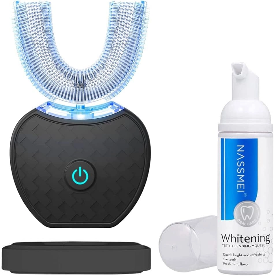 Ultrasonic U-Shaped Toothbrush - 360° Mouth Cleansing Black