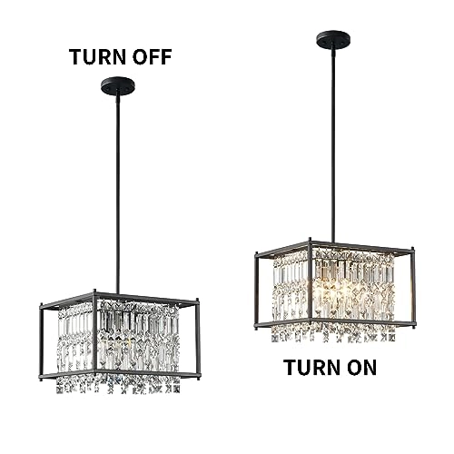 4 Lights Metal Crystal Chandelier - Dimmable