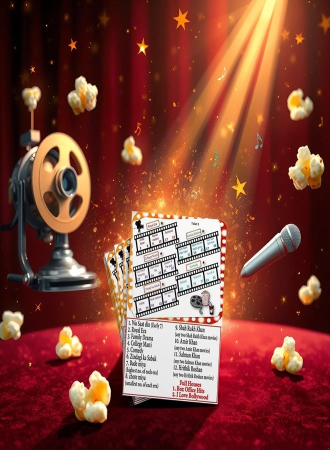 Bollywood Reel Theme Tambola Tickets - English All Age 15 Tickets
