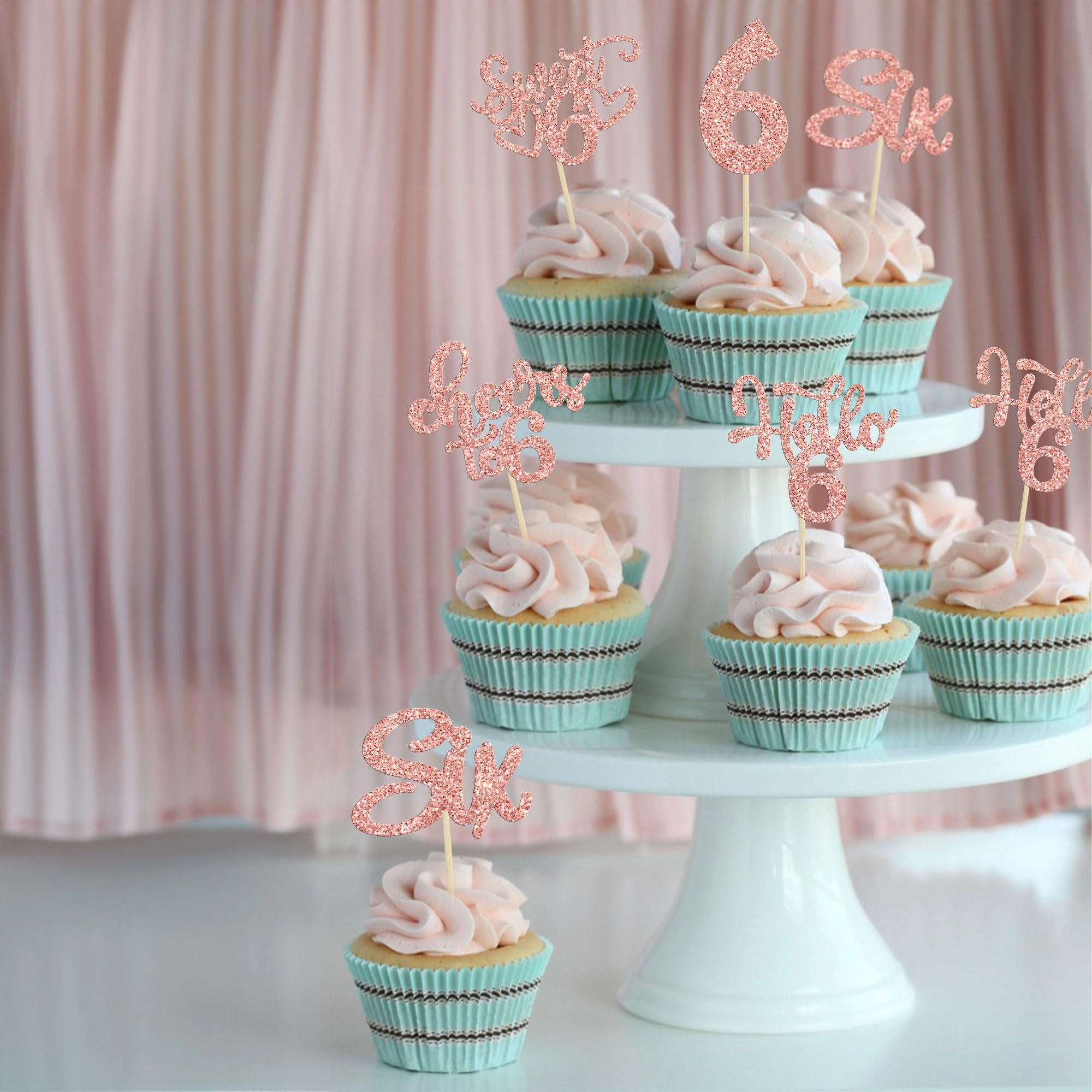6th Birthday Cupcake Toppers - 30Pcs