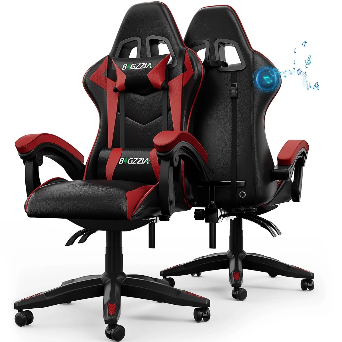 white LED gaming chair - RGB Reclining PU Leather