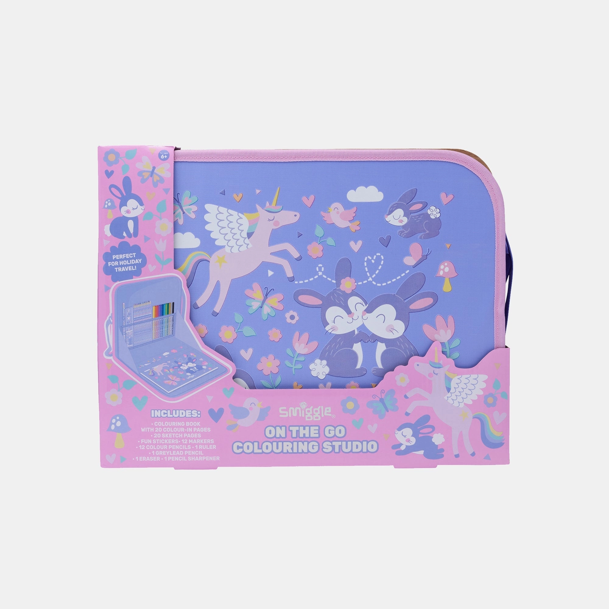 Smiggle Adventure On-The-Go Colouring Studio - 60+ stationery essentials fold-out portable desk