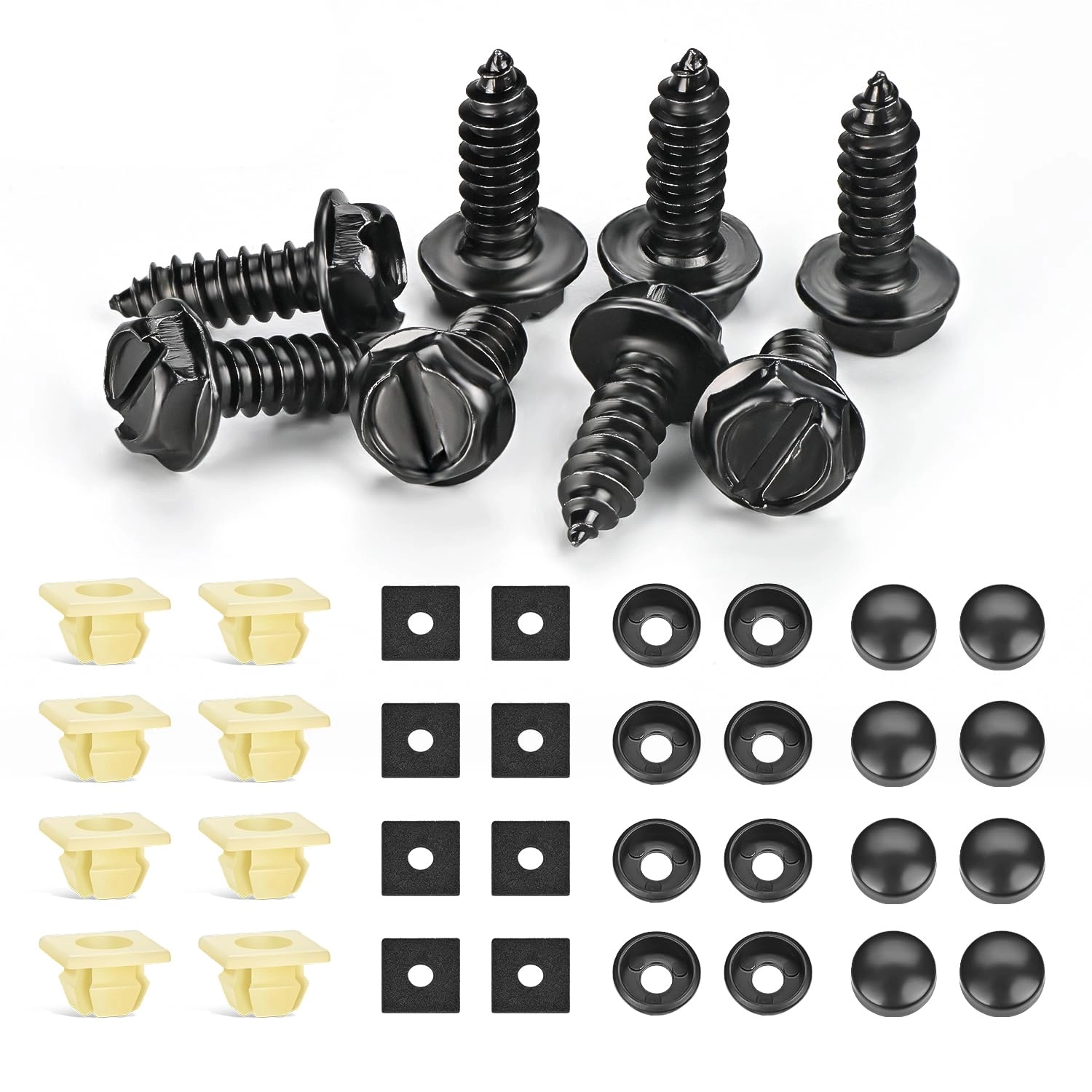Nilight License Plate Screw Kit - Black Zinc Plated Set of 8
