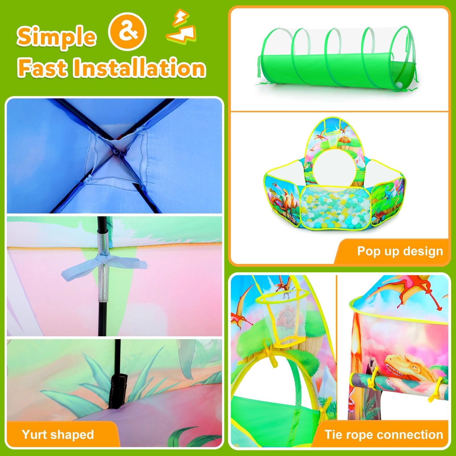 Play Tent + Ball Pit + Crawl Tunnel