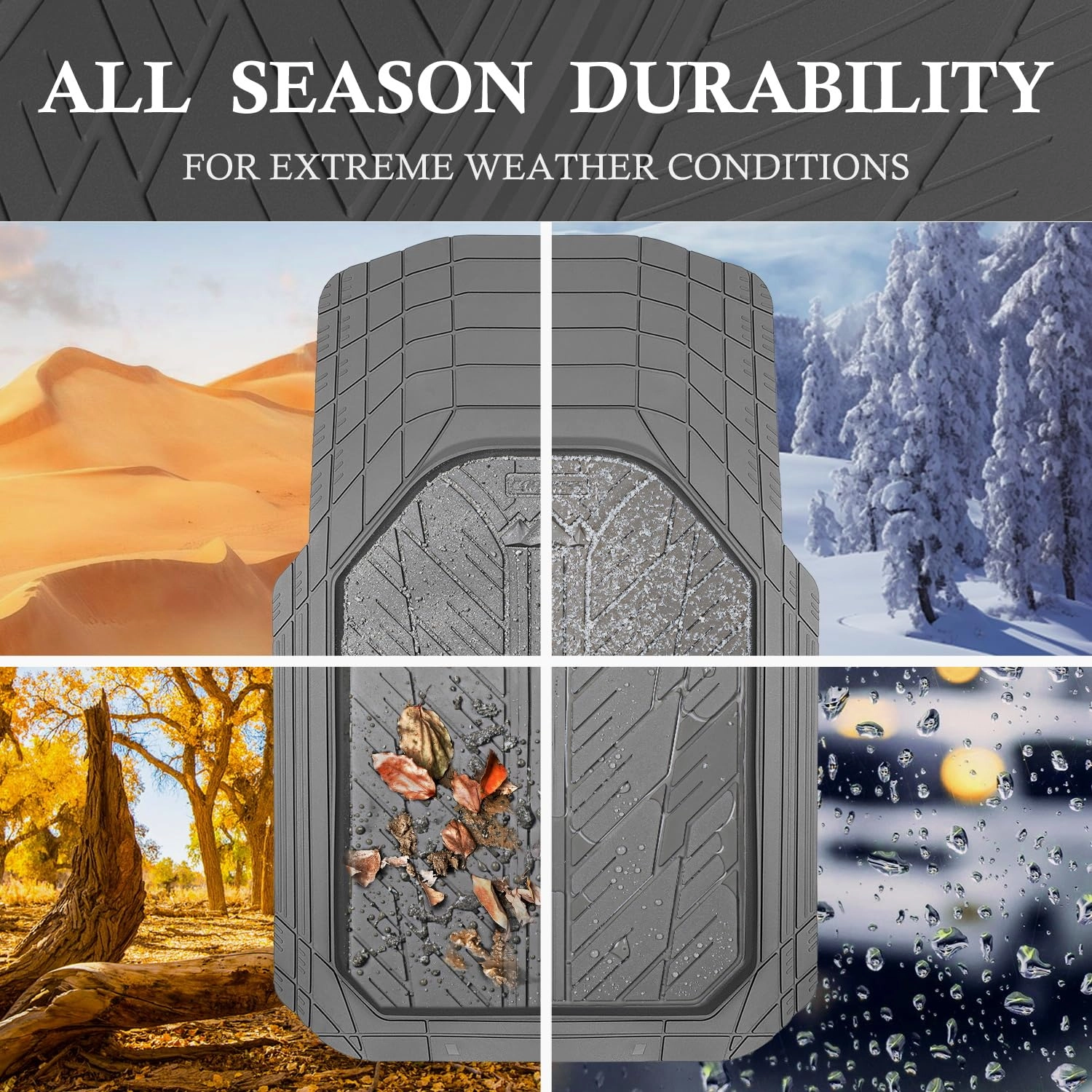 Rubber Floor Mats - All Weather Trim-to-Fit 3-Piece