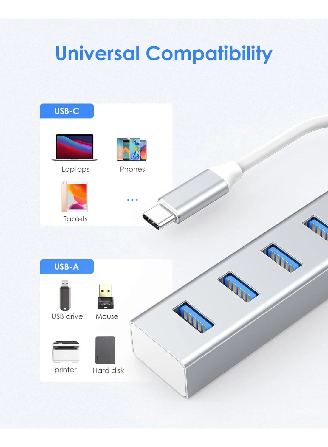 USB C Hub - 4 USB 3.0 Ports Space Gray