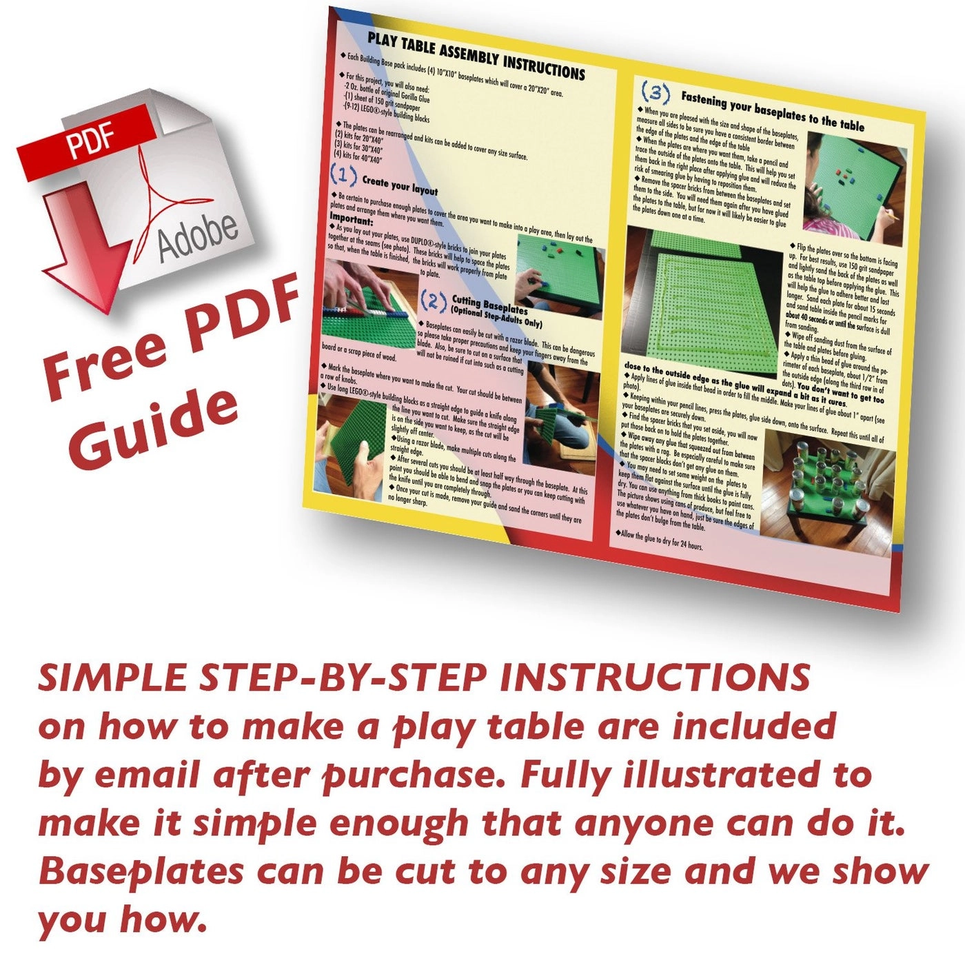 Peel-and-Stick Stackable Baseplates - 4 pcs