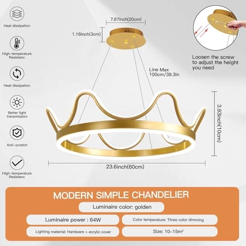15046 Modern LED Chandelier - warm neutral white Dimmable