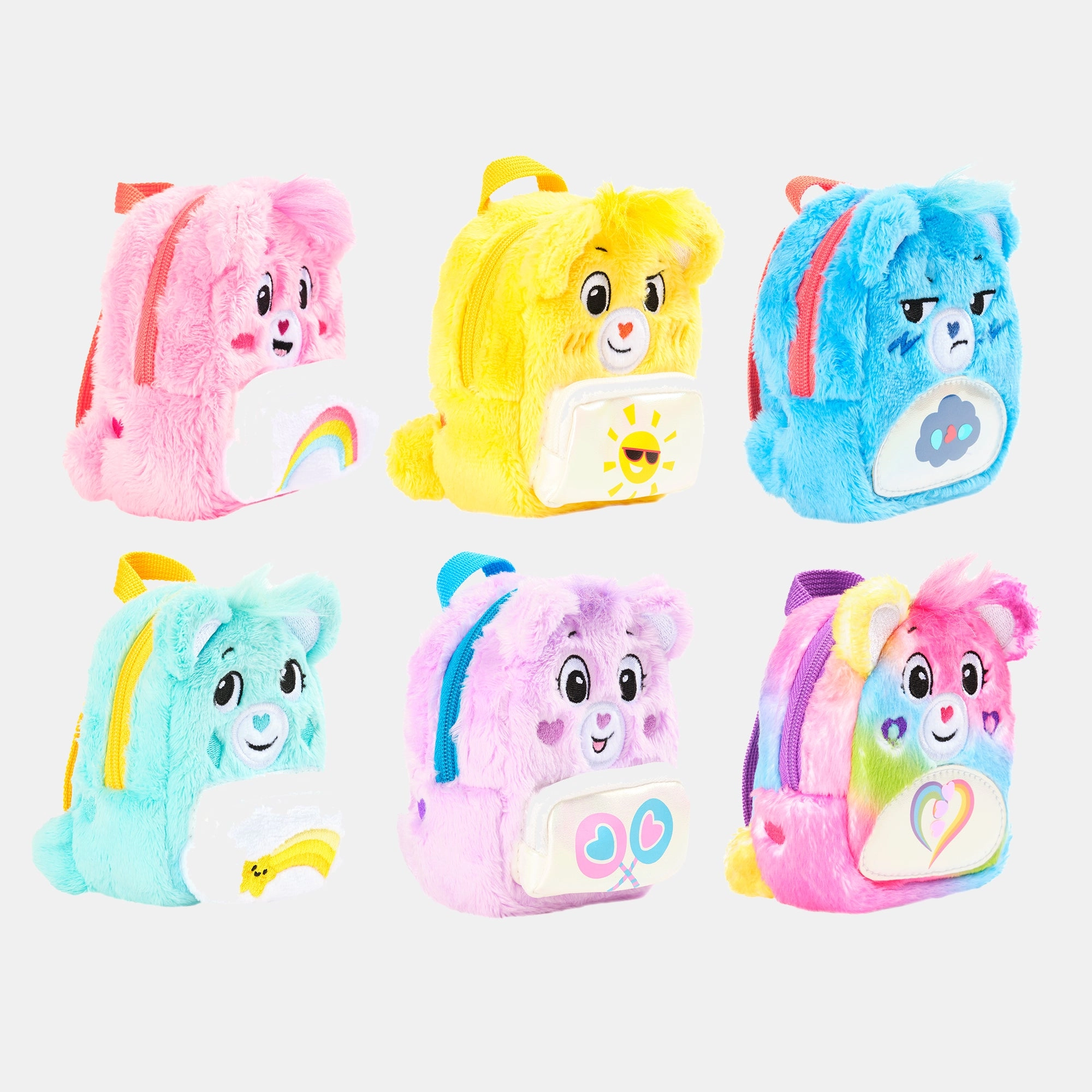 REAL LITTLES Care Bears Backpack Assortment 11.8 cm Plush - Micro 6 Real Working Stationery Items Clip-On