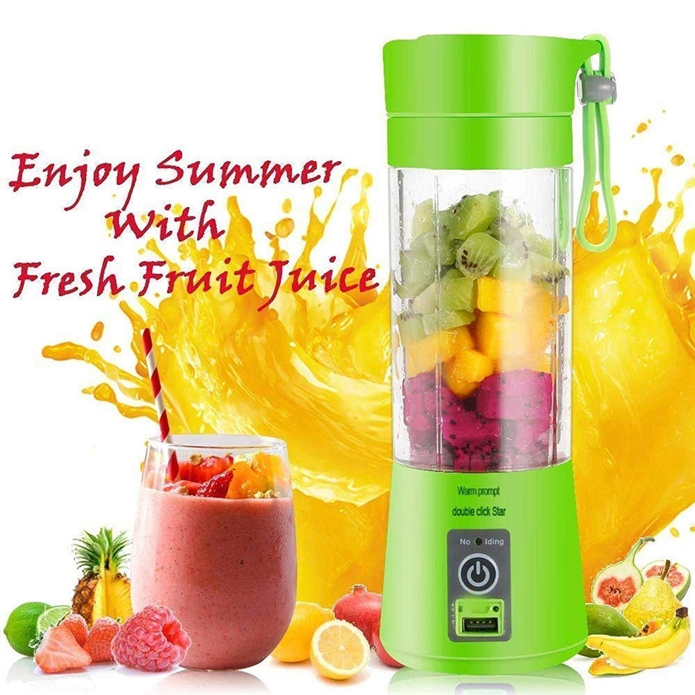 Electric Blender - 380 ml USB Multicolor