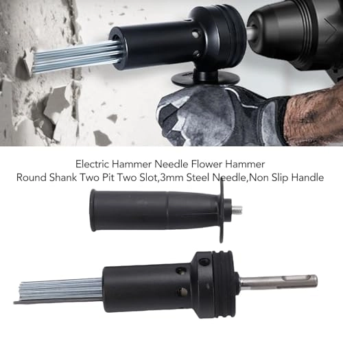Electric Hammer Needle Attachment - Round Shank Two Pit Two Slot Alloy Steel